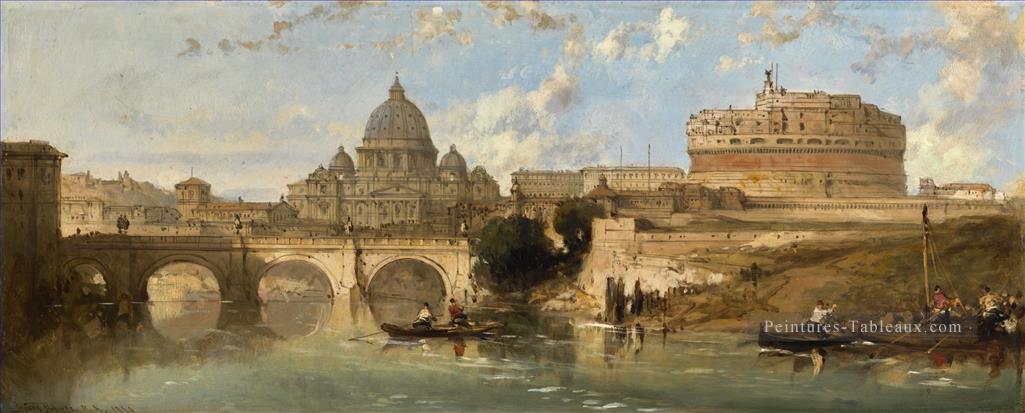 CASTLE AND BRIDGE OF ST ANGELO ROME Italie David Roberts RA paysage urbain Peintures à l'huile